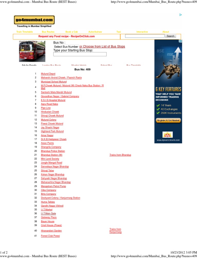 Mumbai Bus Route (BEST Buses) 409, 382 | PDF | Mumbai | Bus Transport