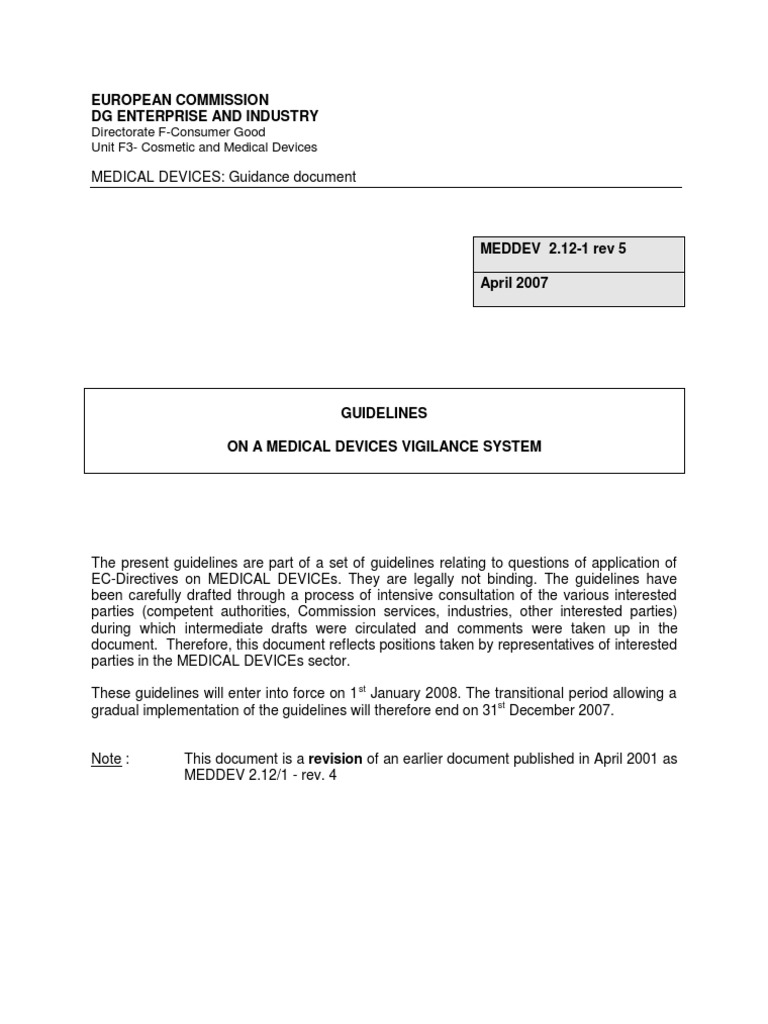 Medical Devices Vigilance Guidelines | PDF | Medical Device | Adverse ...