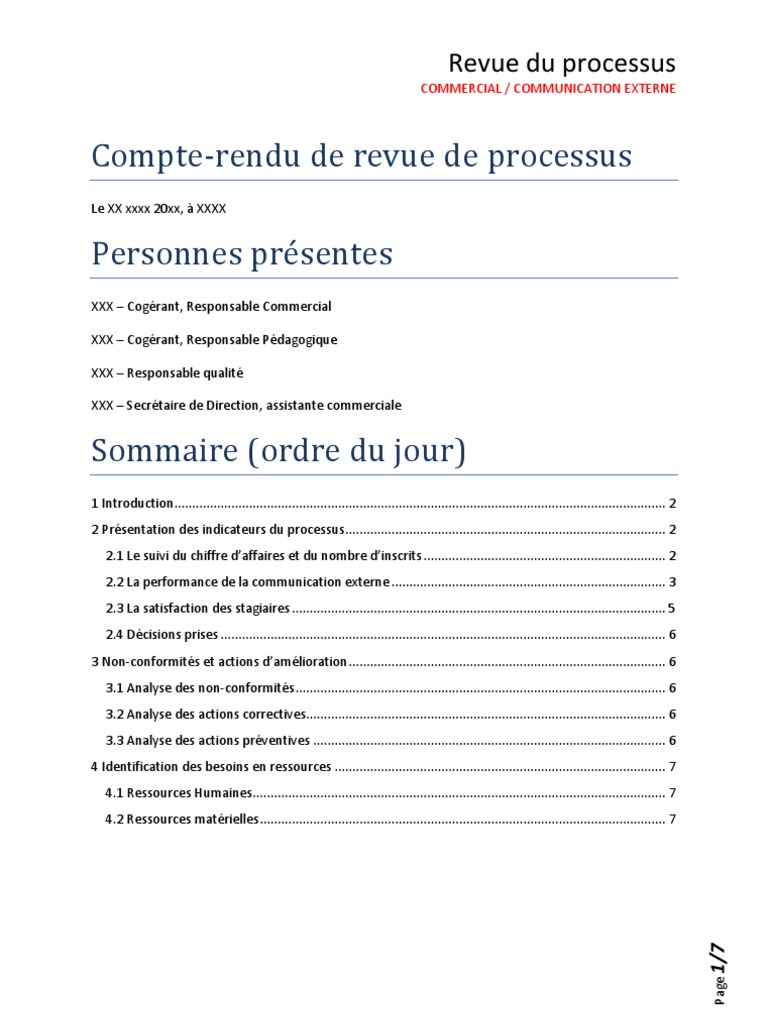 Revue De Direction : Les Étapes, De La Préparation Au Compte-Rendu – CGMQHV