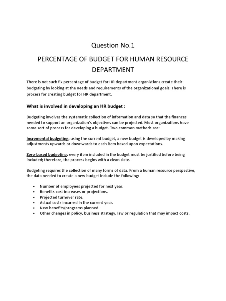 HR Budgeting Strategies Explained | PDF | Strategic Management | Human ...