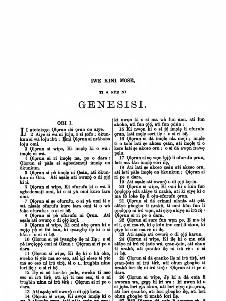 Yoruba Bible - Genesis 1 | PDF