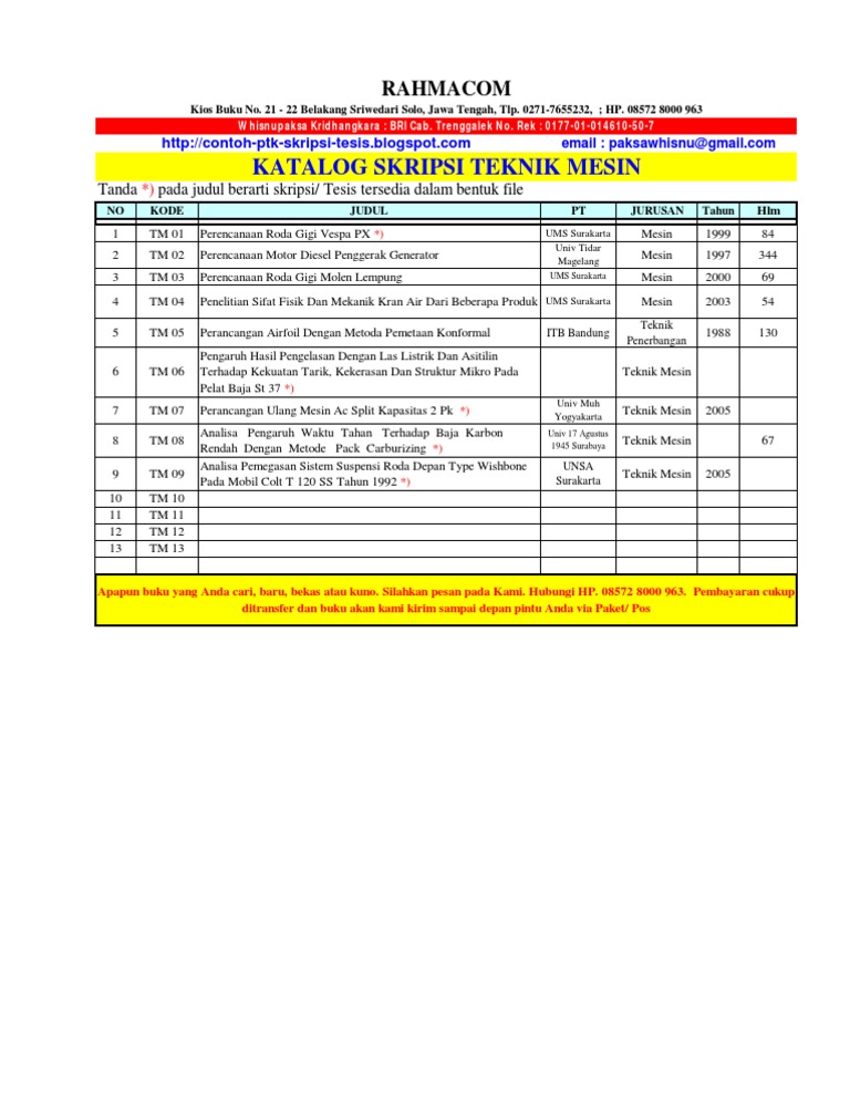 Skripsi Teknik Mesin | PDF