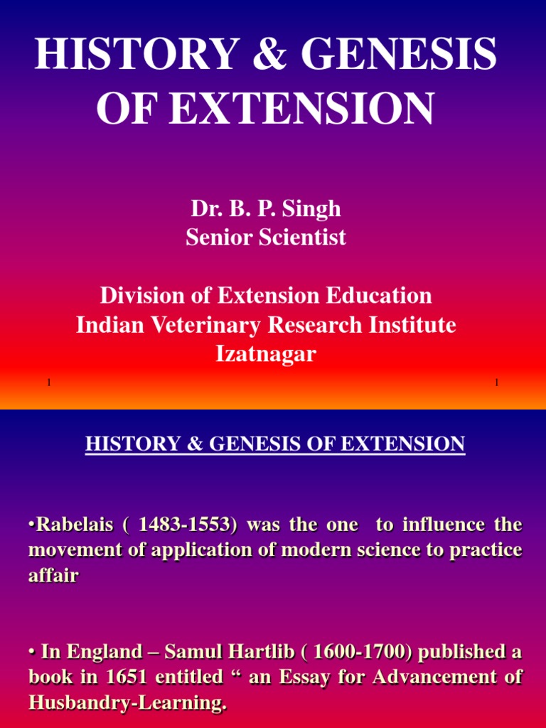 History of Extension Education Part PDF Science Agriculture