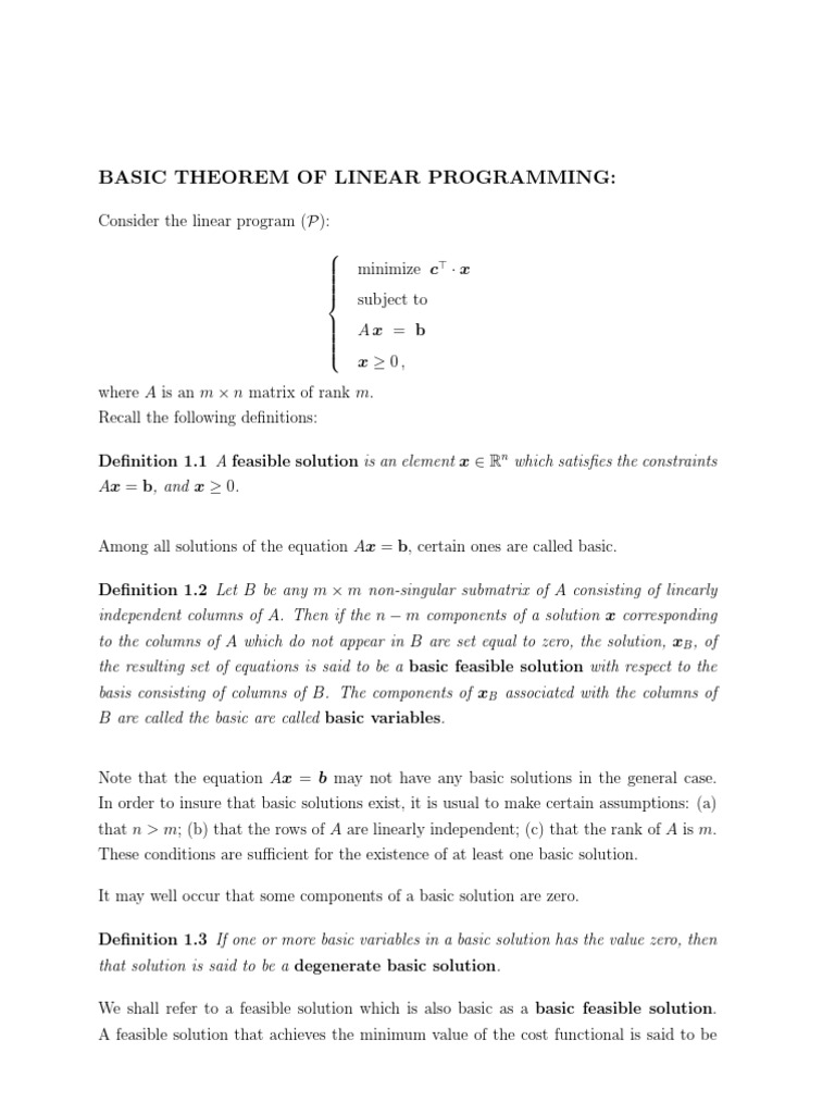 The Fundamental Theorem of Linear Programming: Every Optimal Solution ...