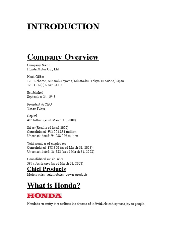 What Is Honda? Chief Products PDF Honda Airbag