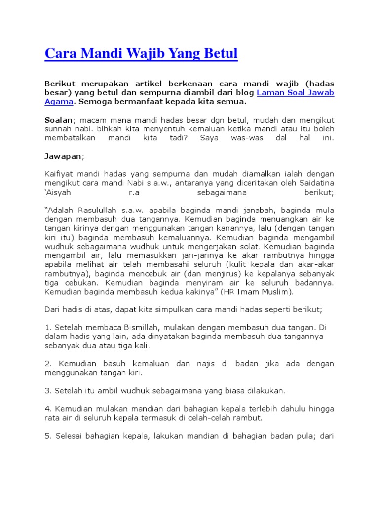 Cara Mandi Wajib Yang Sempurna Pdf