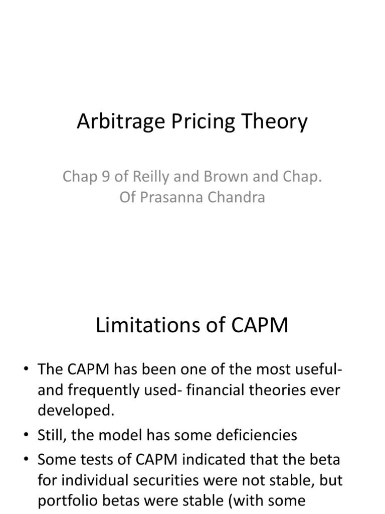 Arbitrage Pricing Theory Pdf Capital Asset Pricing Model Beta Finance