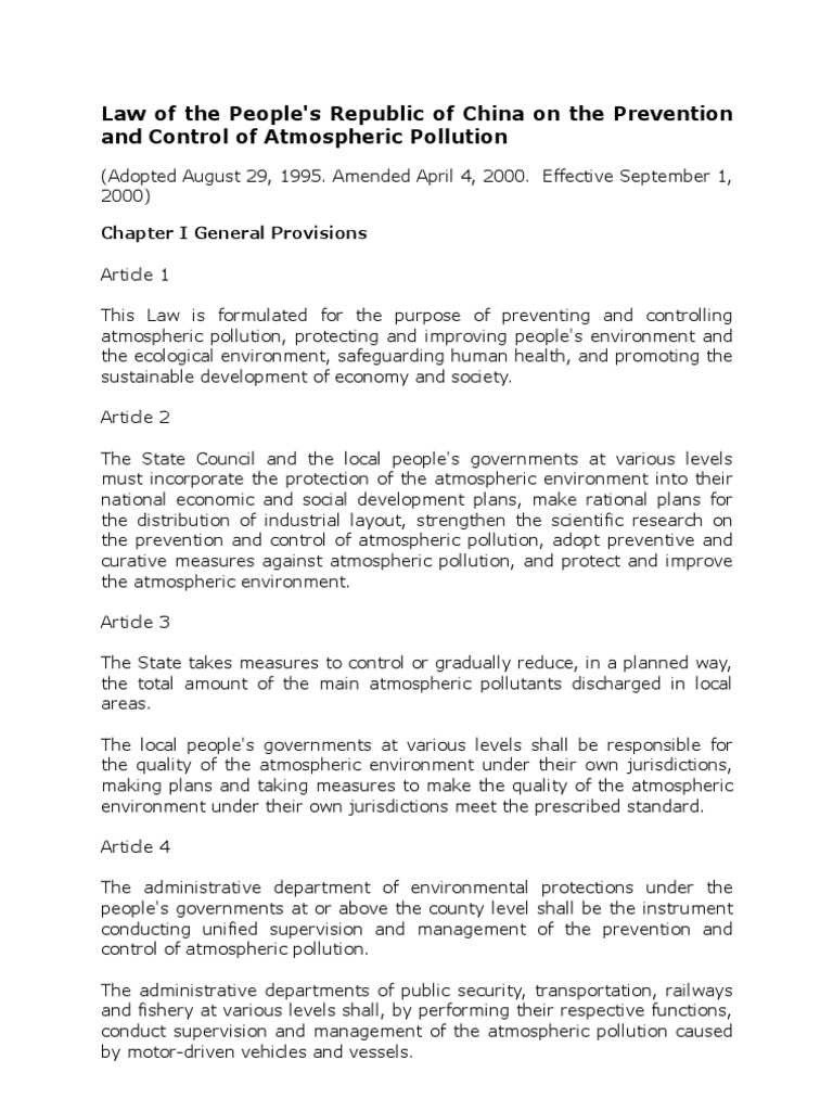 Air Pollution Control Law PDF Air Pollution Coal