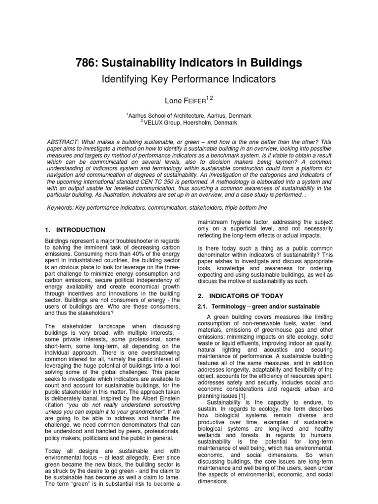 Sustainable Building Performance Indicators | PDF | Green Building ...