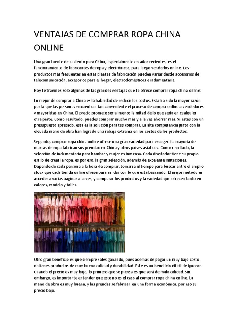 Ventajas de Comprar Ropa China Online PDF China Política mundial