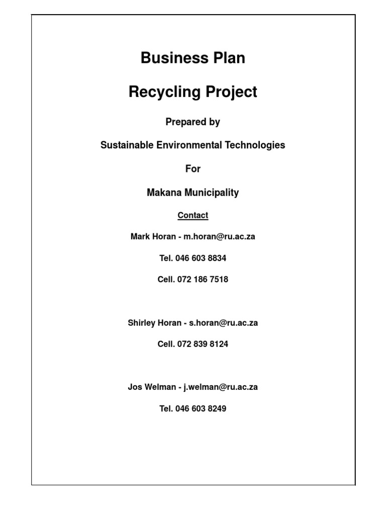 recycling business plan template