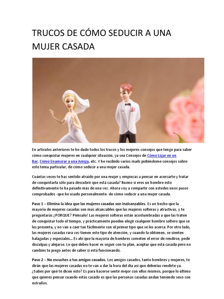 Trucos De Como Seducir A Una Mujer Casada
