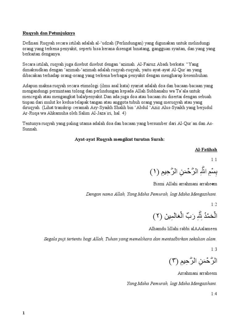 Ruqyah Dan Syifa Serta Petunjuknya Pdf