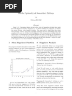 On The Optimality of Samantha's Birfdays: 1 Mean Happiness Function 2 Happiness Analysis