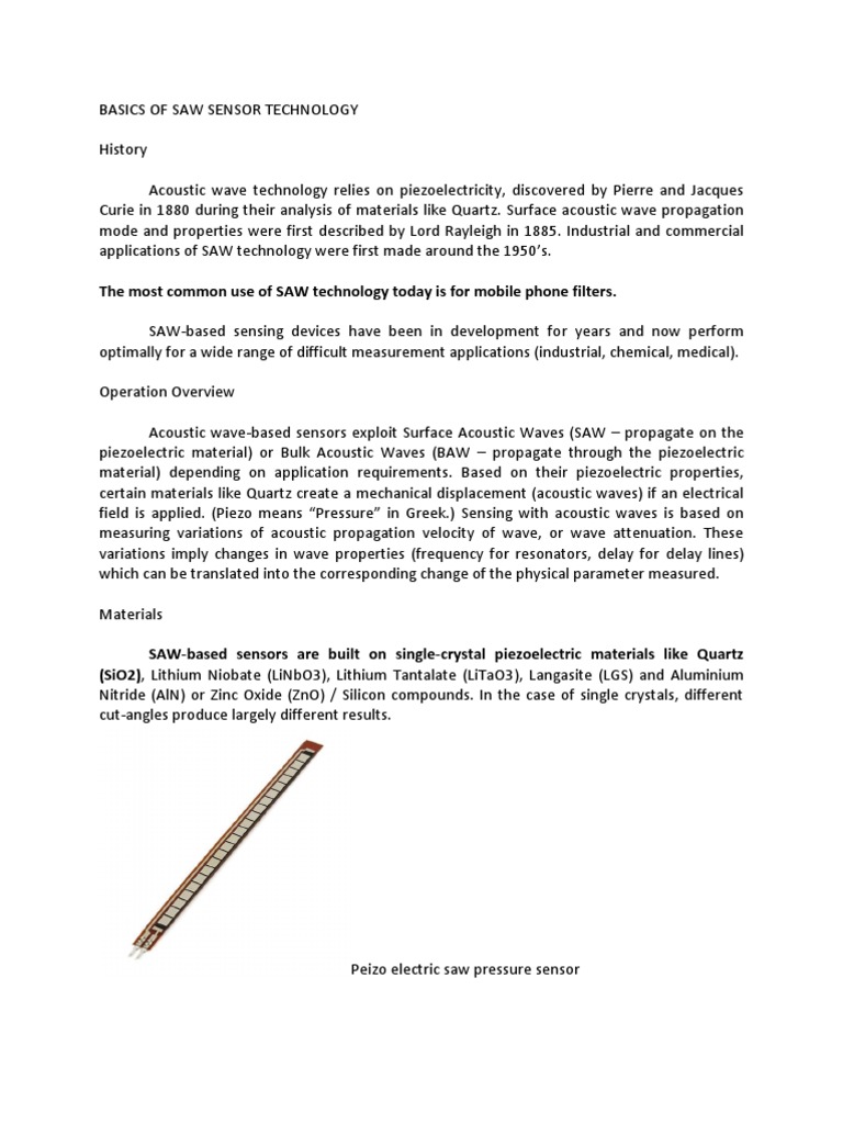 Overview of SAW Sensor Technology | PDF | Piezoelectricity | Acoustics