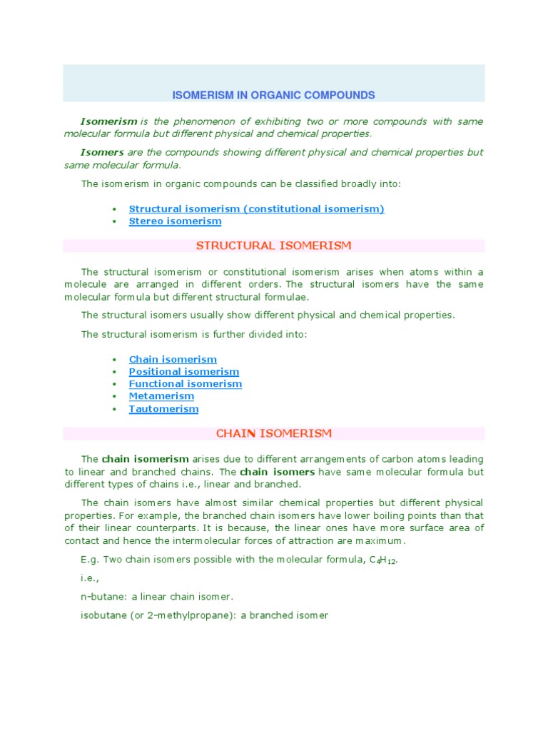 Understanding Isomerism in Organic Compounds | PDF | Isomer | Ketone