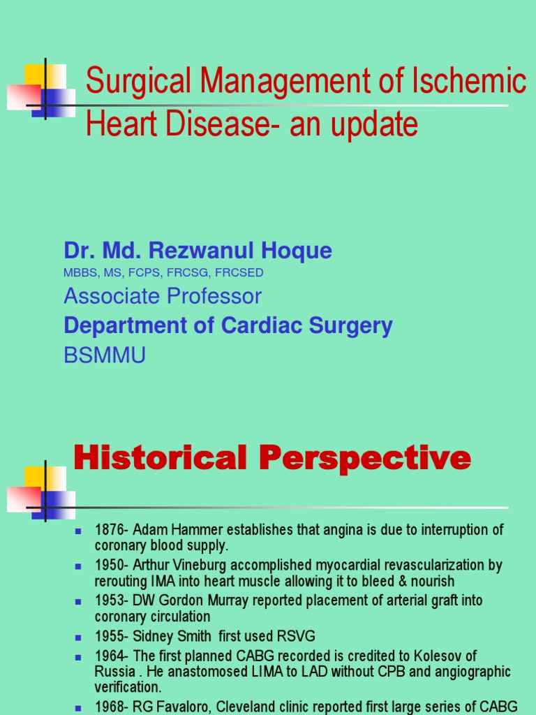 Surgical Management of Ischemic Heart Disease - An Update | PDF ...
