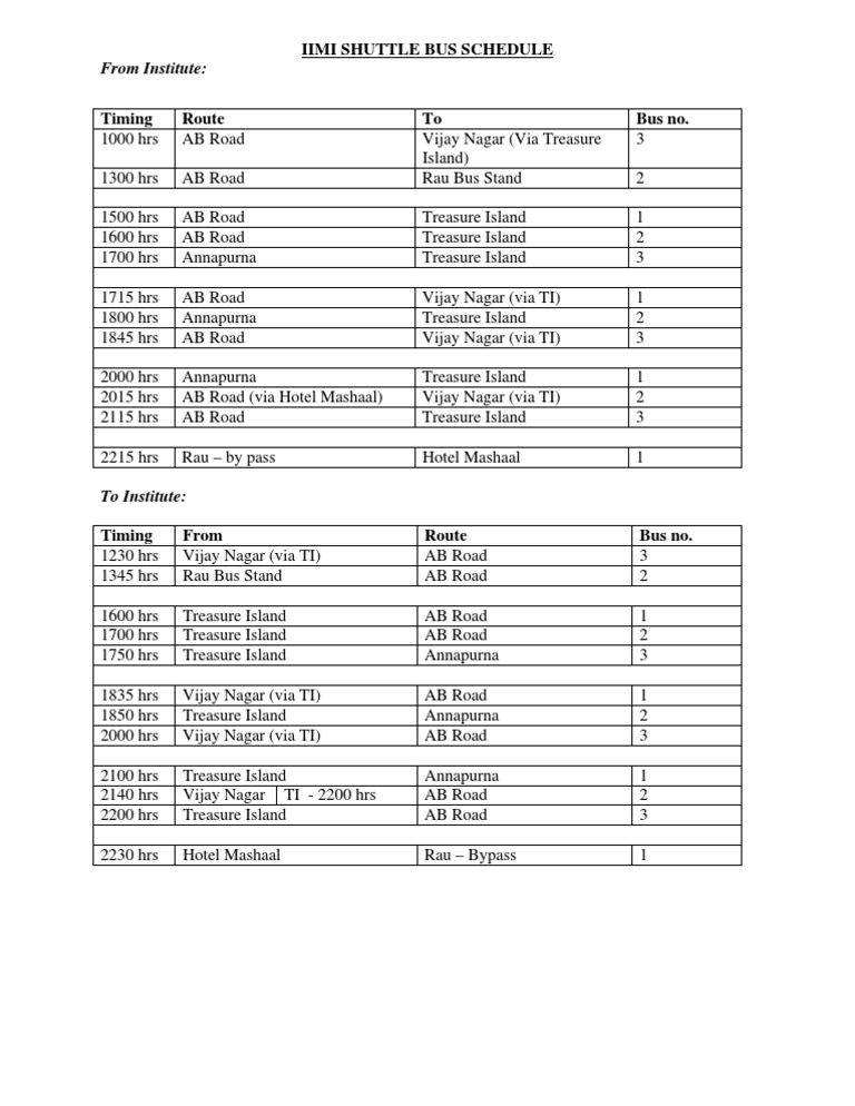 Shuttle Bus Schedule | PDF | Art