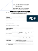 Jawaharlal Nehru University: New Delhi-110067 Application Form For Faculty Positions (Professor and Associate Professor)