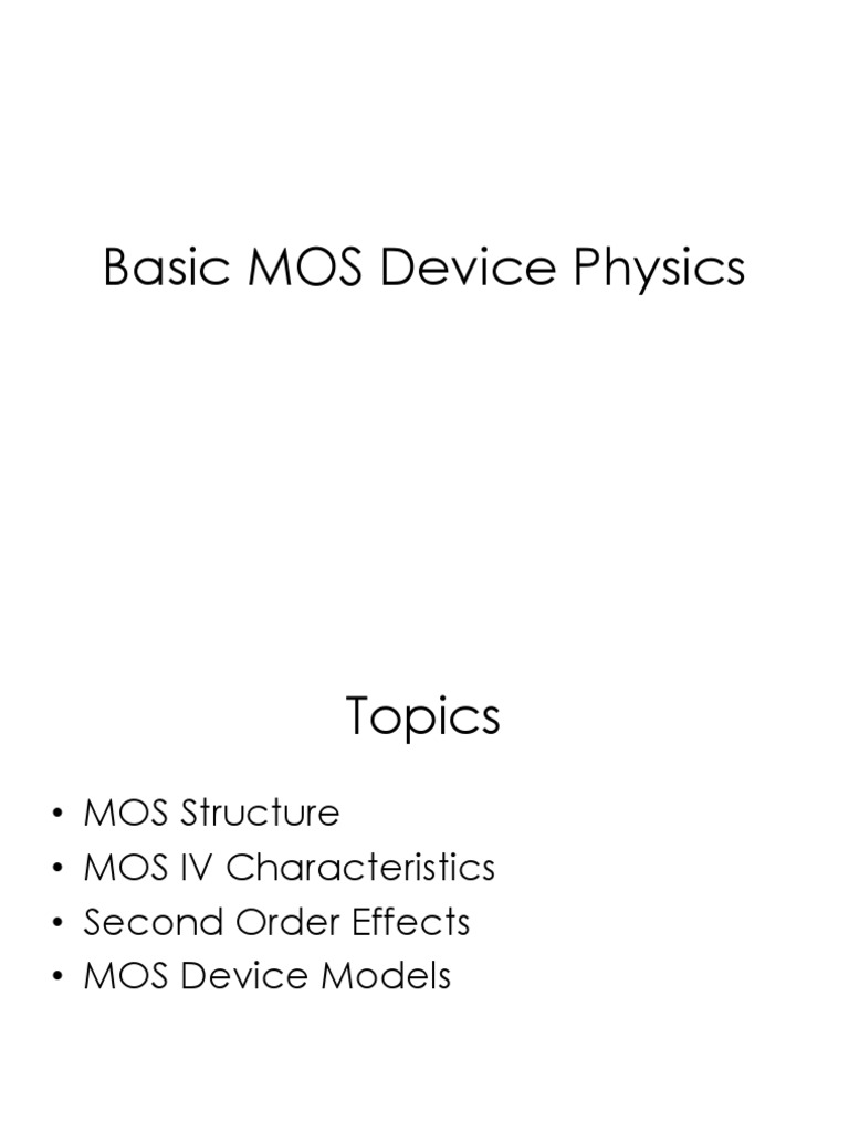 Chapter 2 MOS Transistors | PDF | Mosfet | Field Effect Transistor