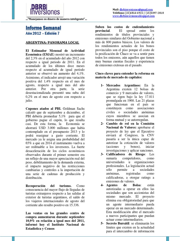 DBRB - Informe Semanal - 7 | PDF | Bolsa | Japón
