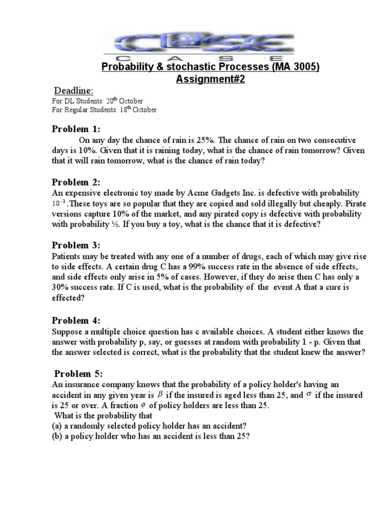 Probability & Stochastic Processes Assignment | PDF | Social Science ...