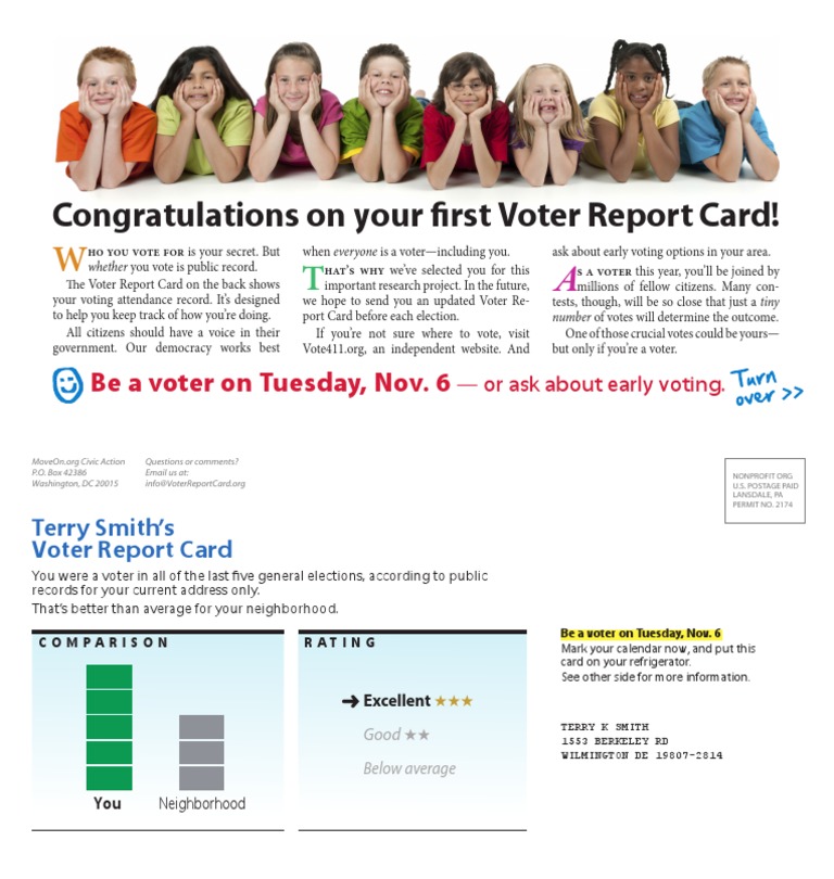 Sample Voter Report Card-2 | PDF | Politics | Law