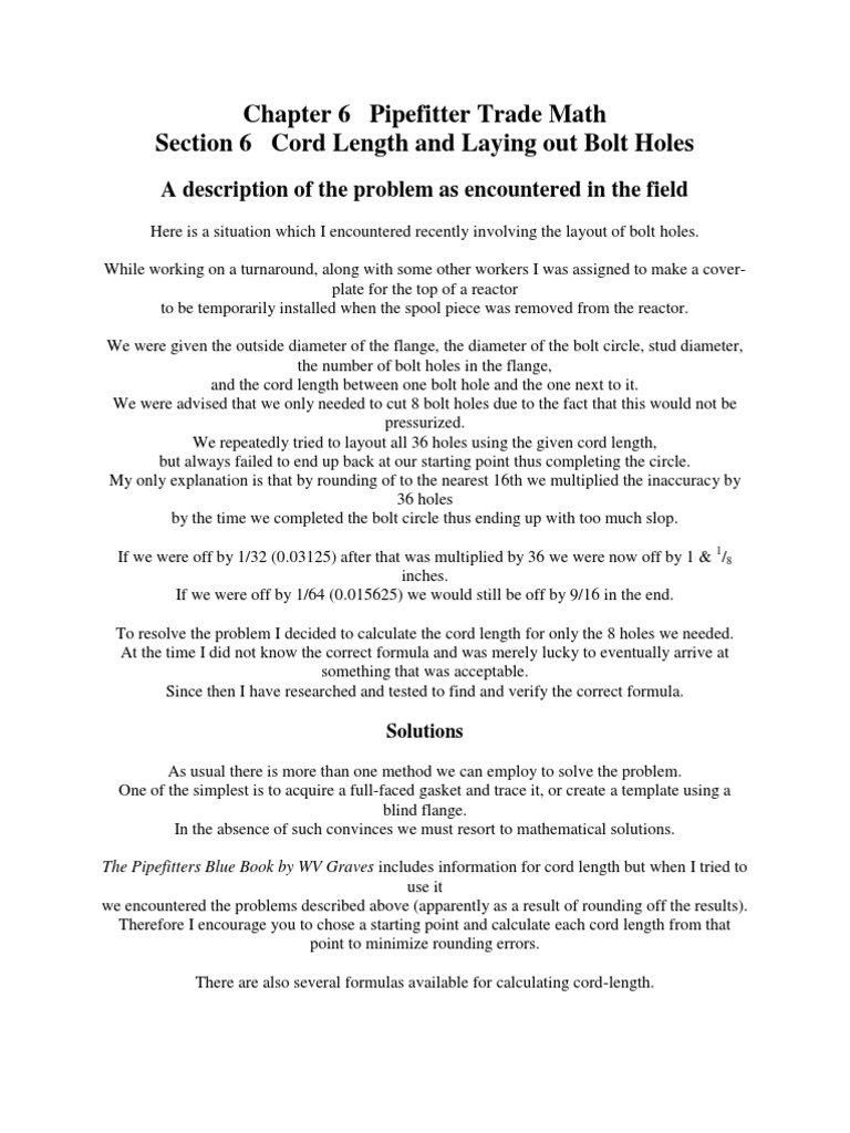 Pipefitter Cord Length Calculation Guide | PDF | Sine | Teaching ...
