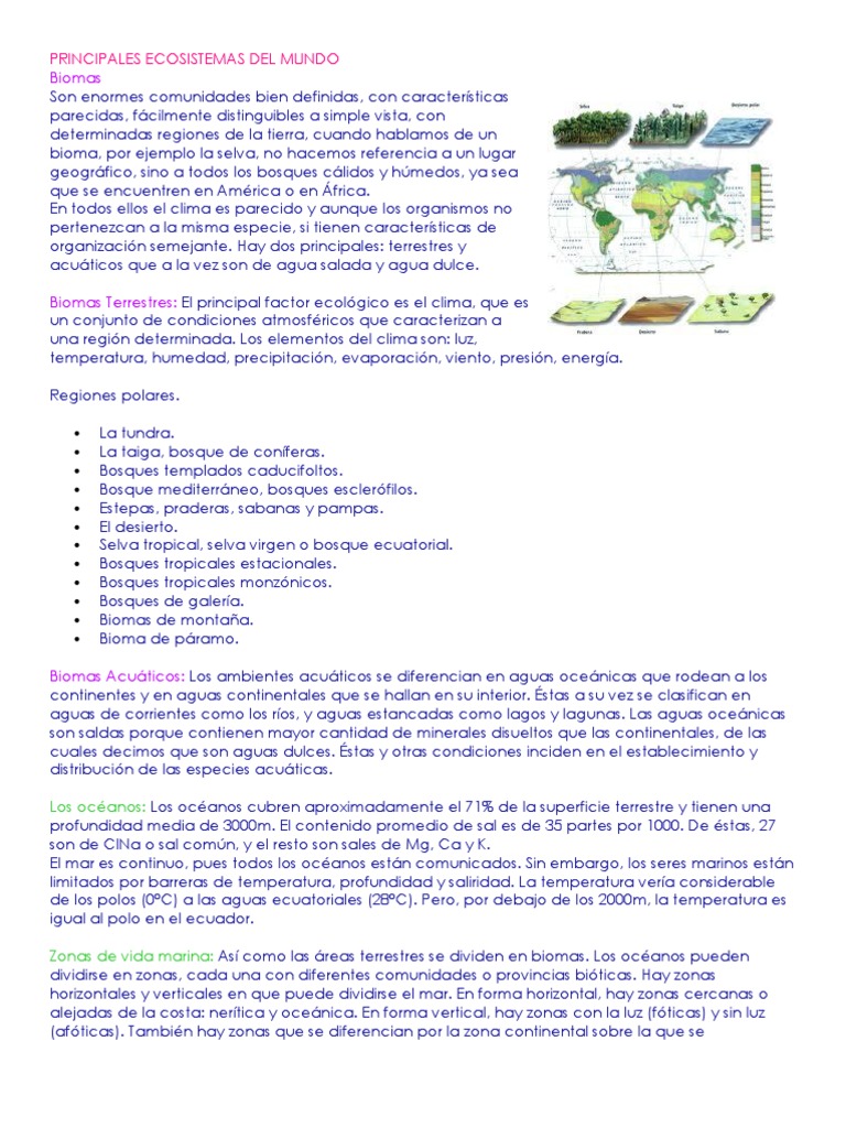 Principales Ecosistemas del Mundo | PDF | Desierto | Selva