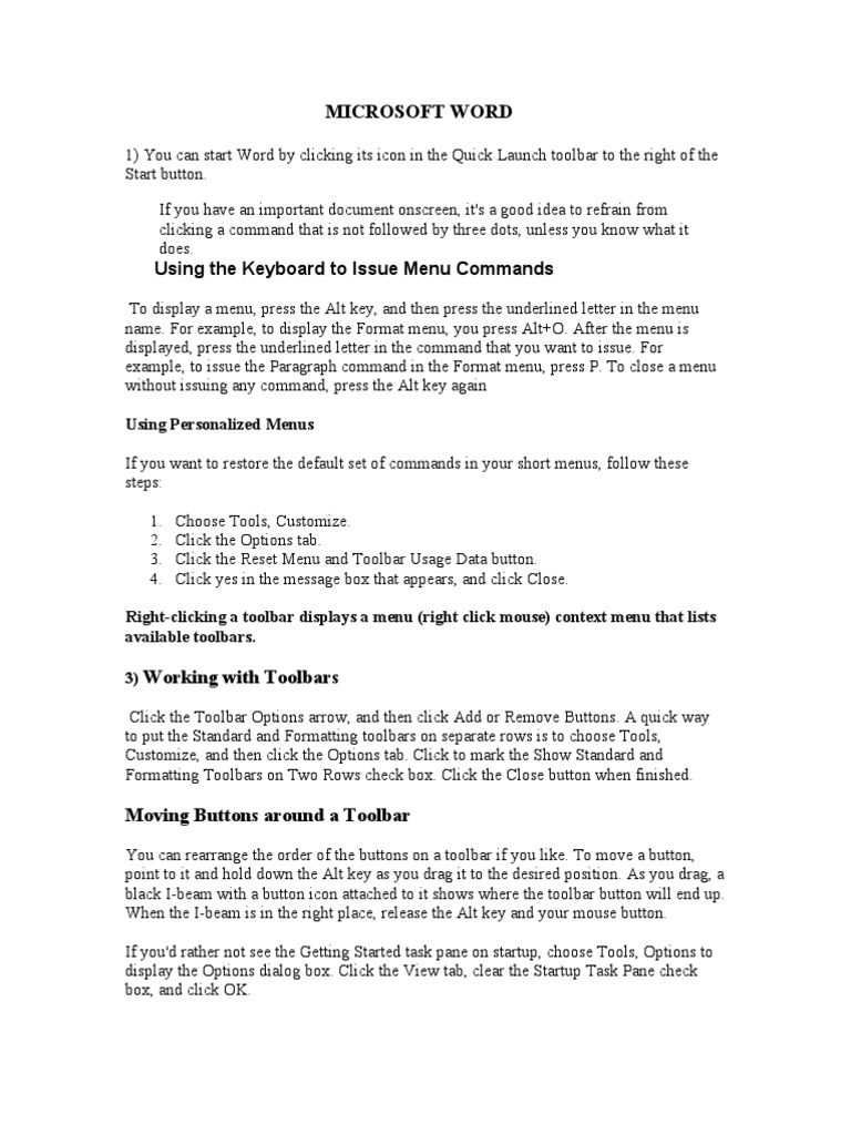 Microsoft Word Basics and Commands | PDF | Microsoft Word | Paragraph