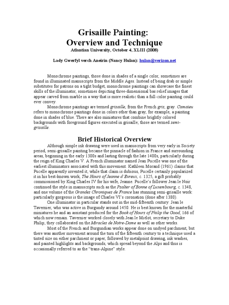 Grisaille Handout PDF Paint Plastic Arts