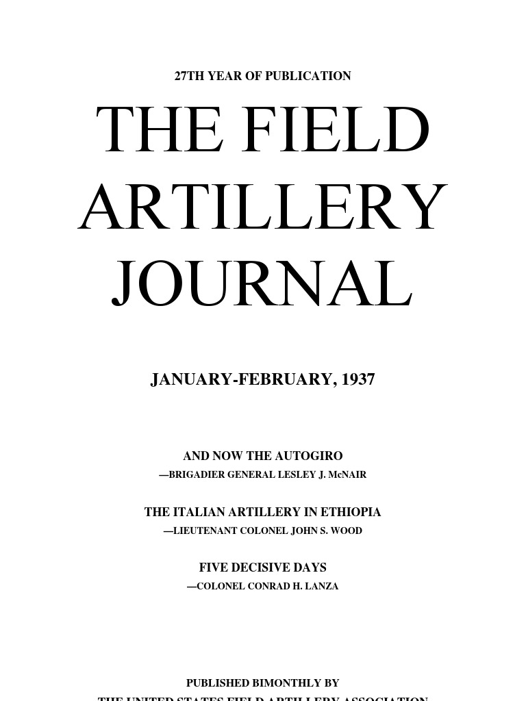 Field Artillery Journal Jan 1937 PDF Helicopter Rotor Lift (Force)