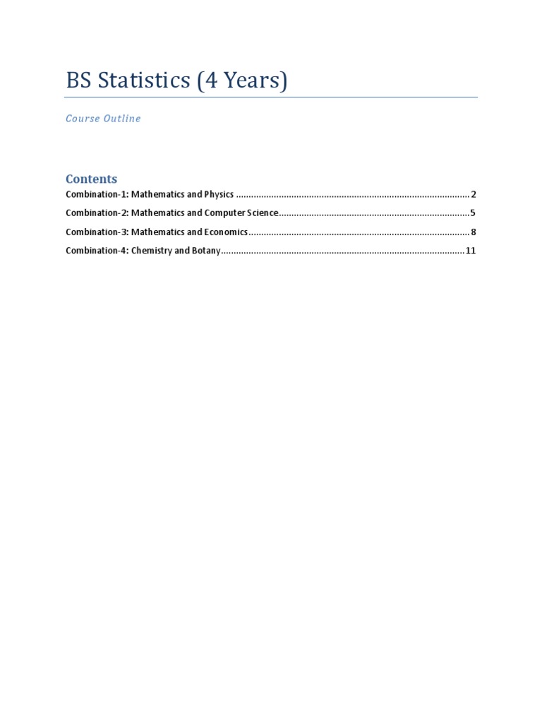 BS Statistics Course Outline | PDF | Time Series | Statistics