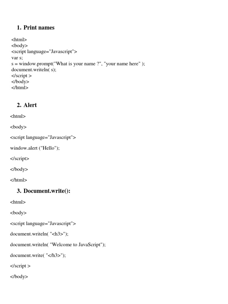 JavaScript Basics: Alerts and Prompts | PDF | Computers | Technology ...