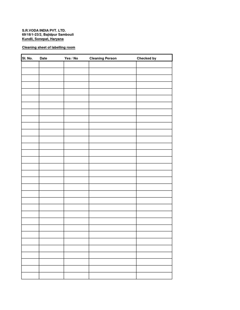 Cleaning Sheet | PDF