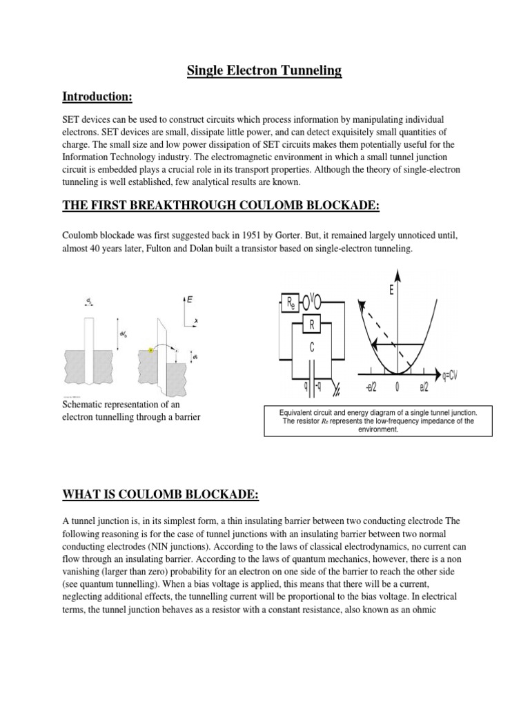 Single Electron Tunneling and Coulomb Blockade | PDF | Quantum ...