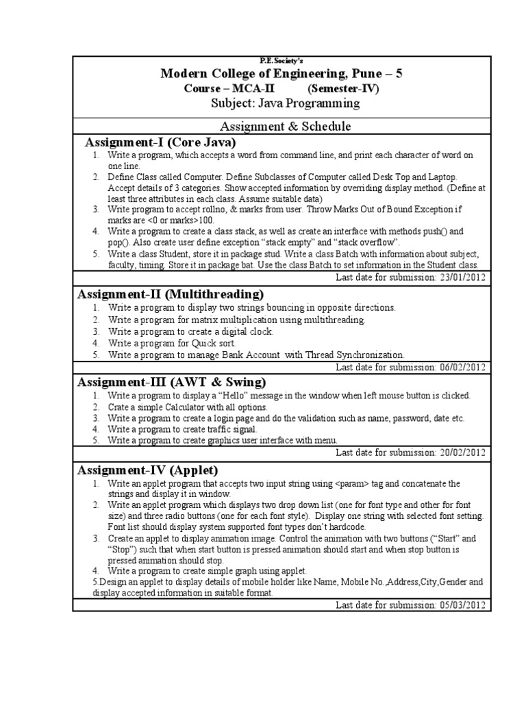 Lab AssignmentsEngg12 | PDF | Java (Programming Language) | Command ...