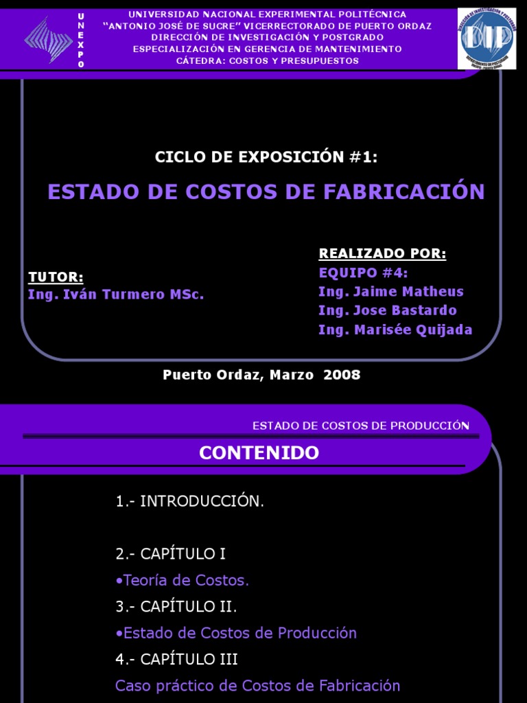 Estado de Costos de Fabricación | PDF | Costo | Contabilidad
