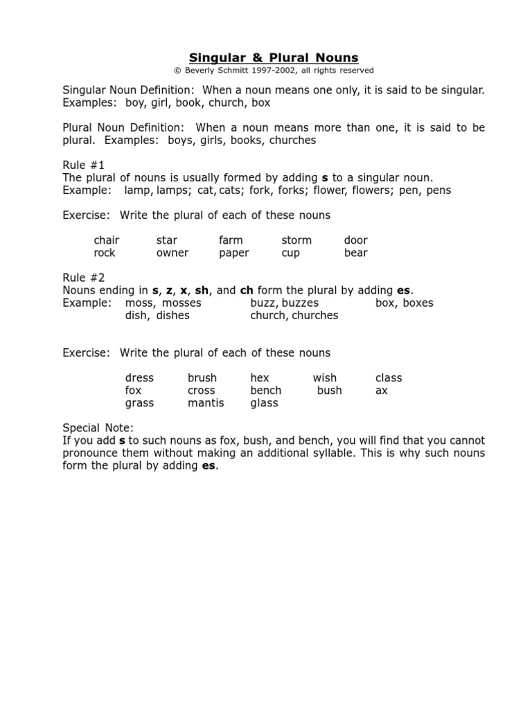 Singular & Plural Nouns Advanced | PDF | Grammatical Number | Plural