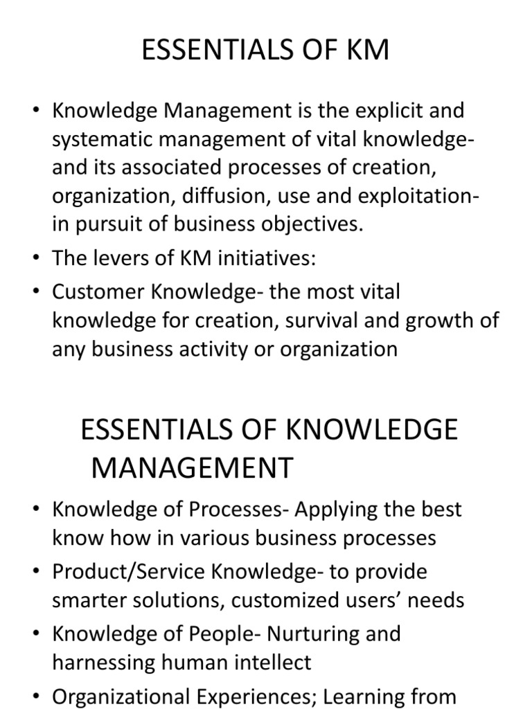 Essentials of Knowledge Management Systems | PDF | Knowledge Management ...