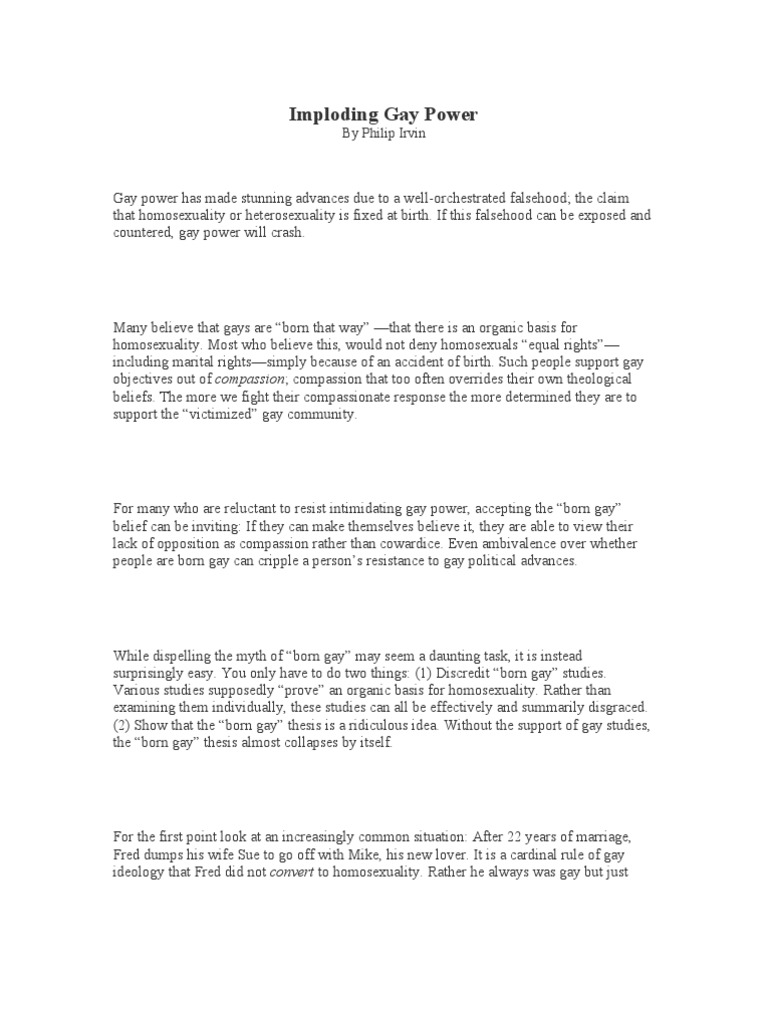Imploding gay power by philip irvin pdf homosexuality sexual