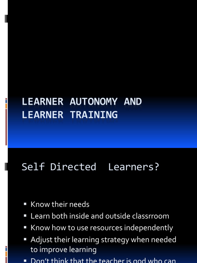 Learner Training for Autonomy | PDF | Self-Improvement | Wellness