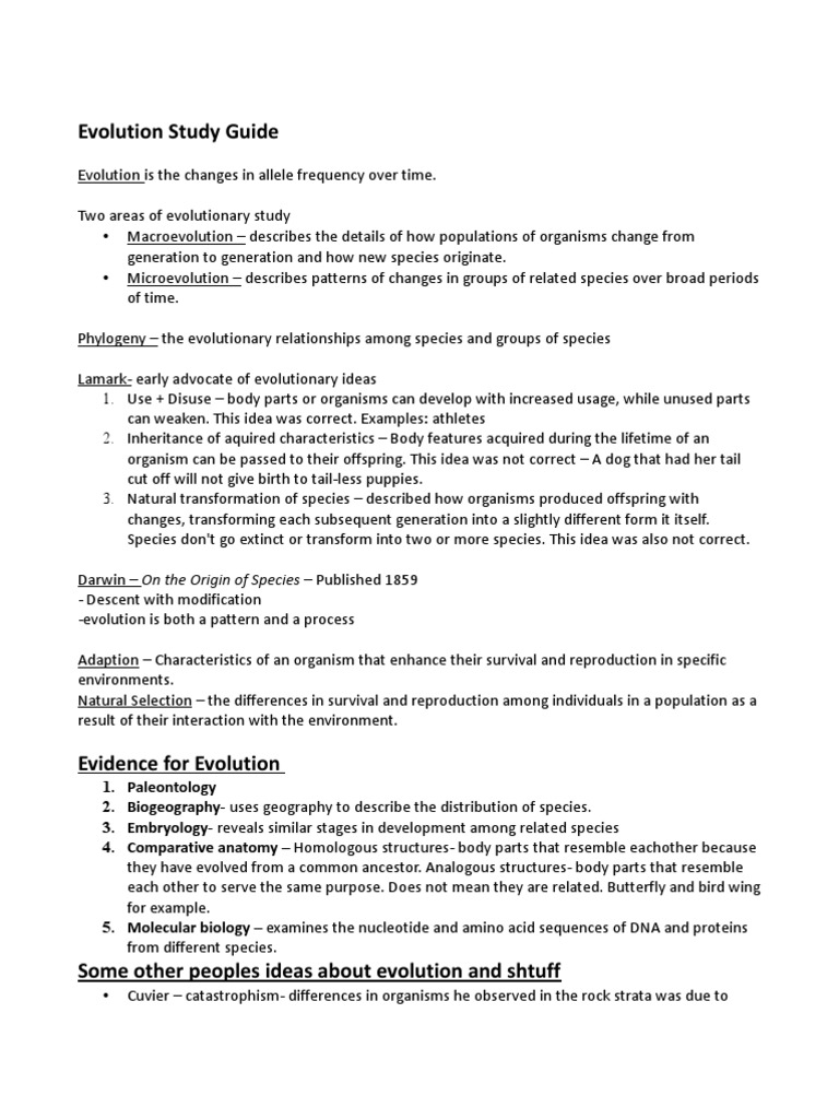 Evolution Study Guide | PDF