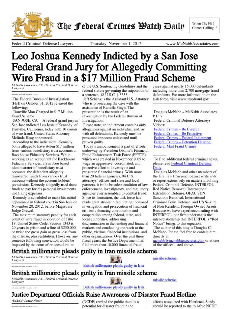 Federal Criminal Lawyer Douglas McNabb of McNabb Associates News On