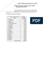 Población de La Región Lambayeque Según Provincias y Distritos - Resultados Del Censo INEI 2007