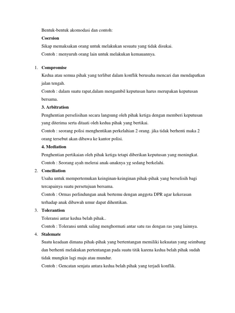 Bentuk Contoh Akomodasi Bentuk Contoh Akomodasi