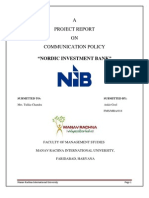 A Project Report ON Communication Policy: "Nordic Investment Bank"