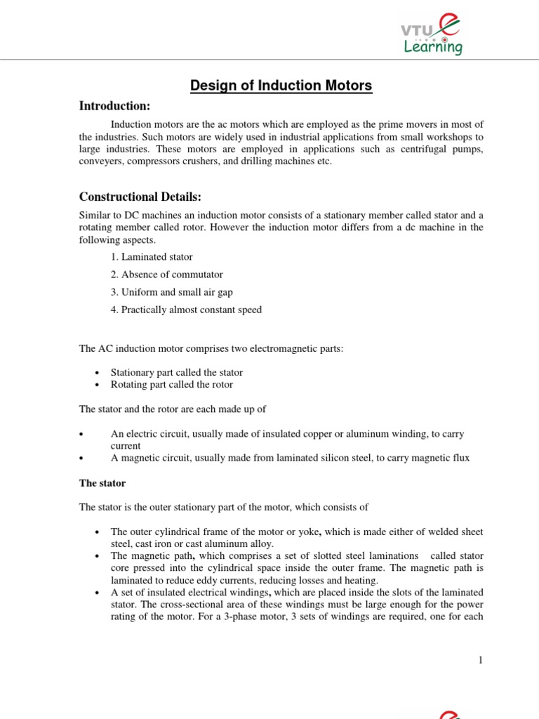 Design of 3-Phase Induction Motors | PDF | Electric Motor ...