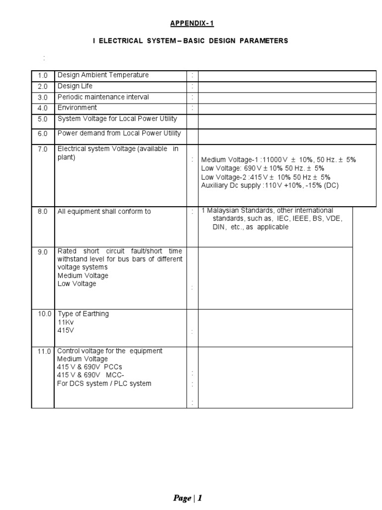 Electrical System Input Required | PDF
