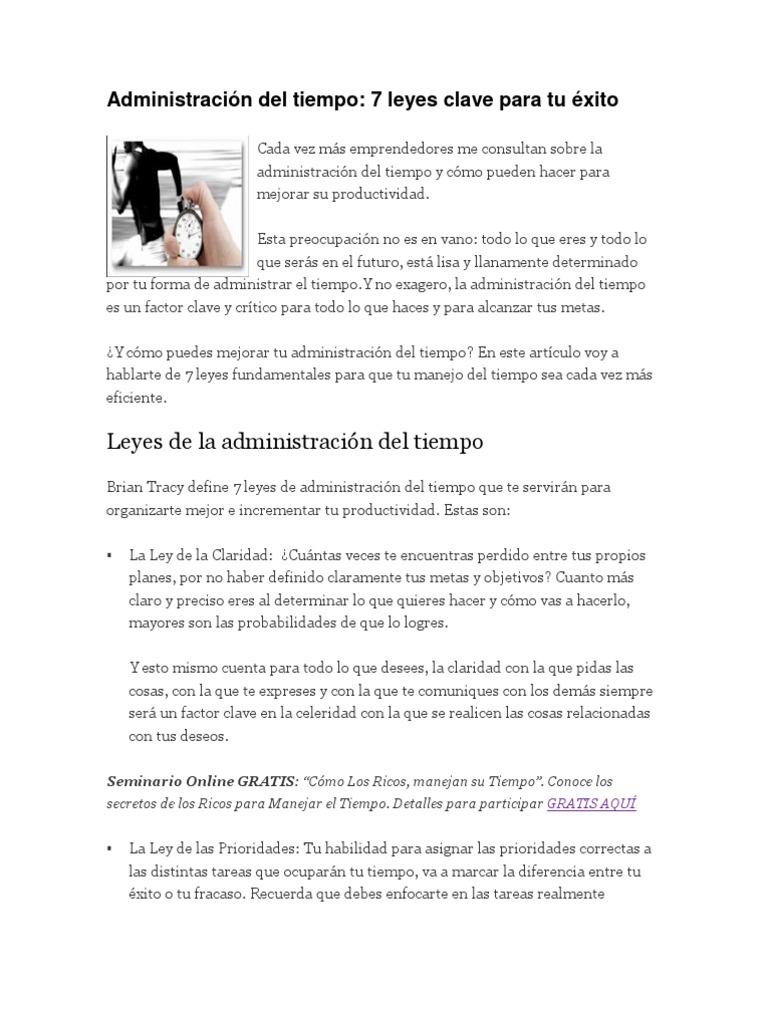 7 Leyes de Tiempo para el Éxito | PDF | Planificación | Toma de decisiones